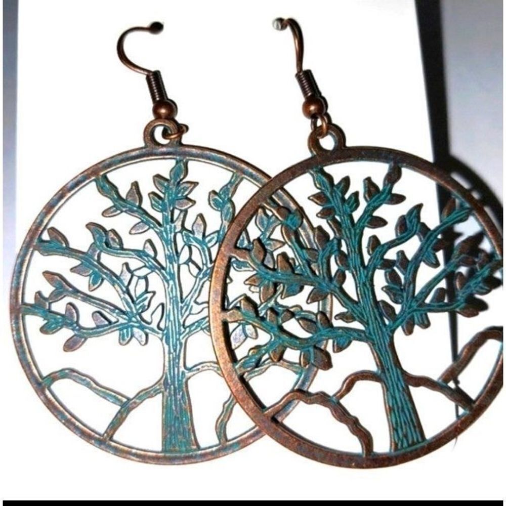 Vintage Turquoise Family Tree Dangle Earring